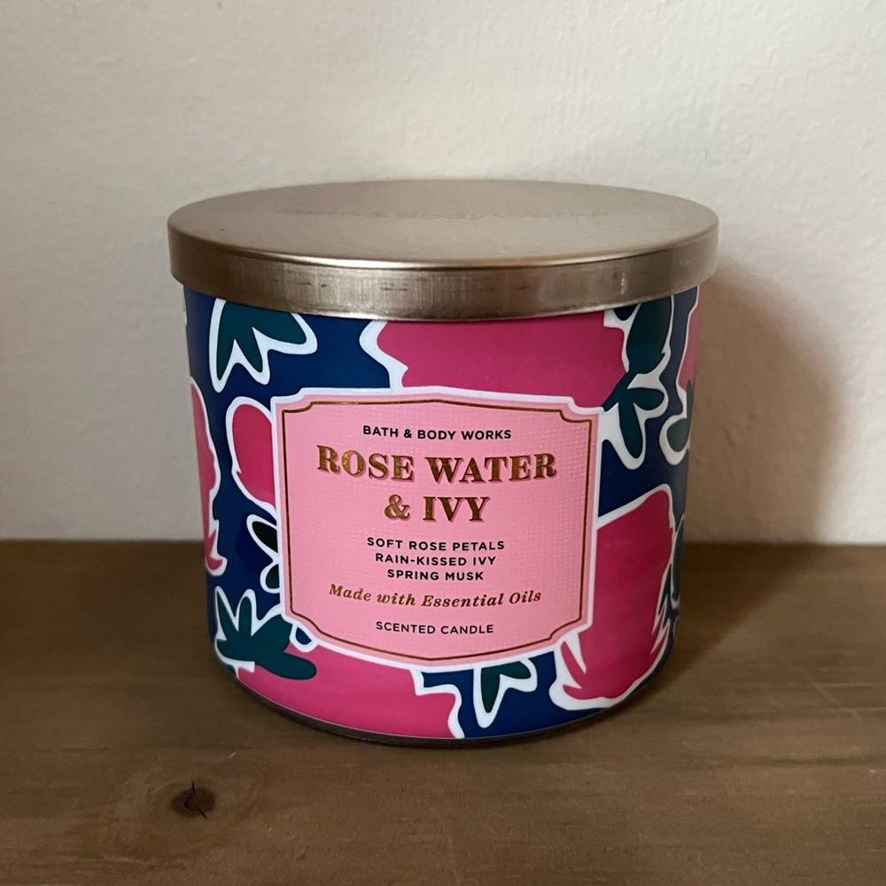 BBW Rose Water & Ivy 3-Wick Candle